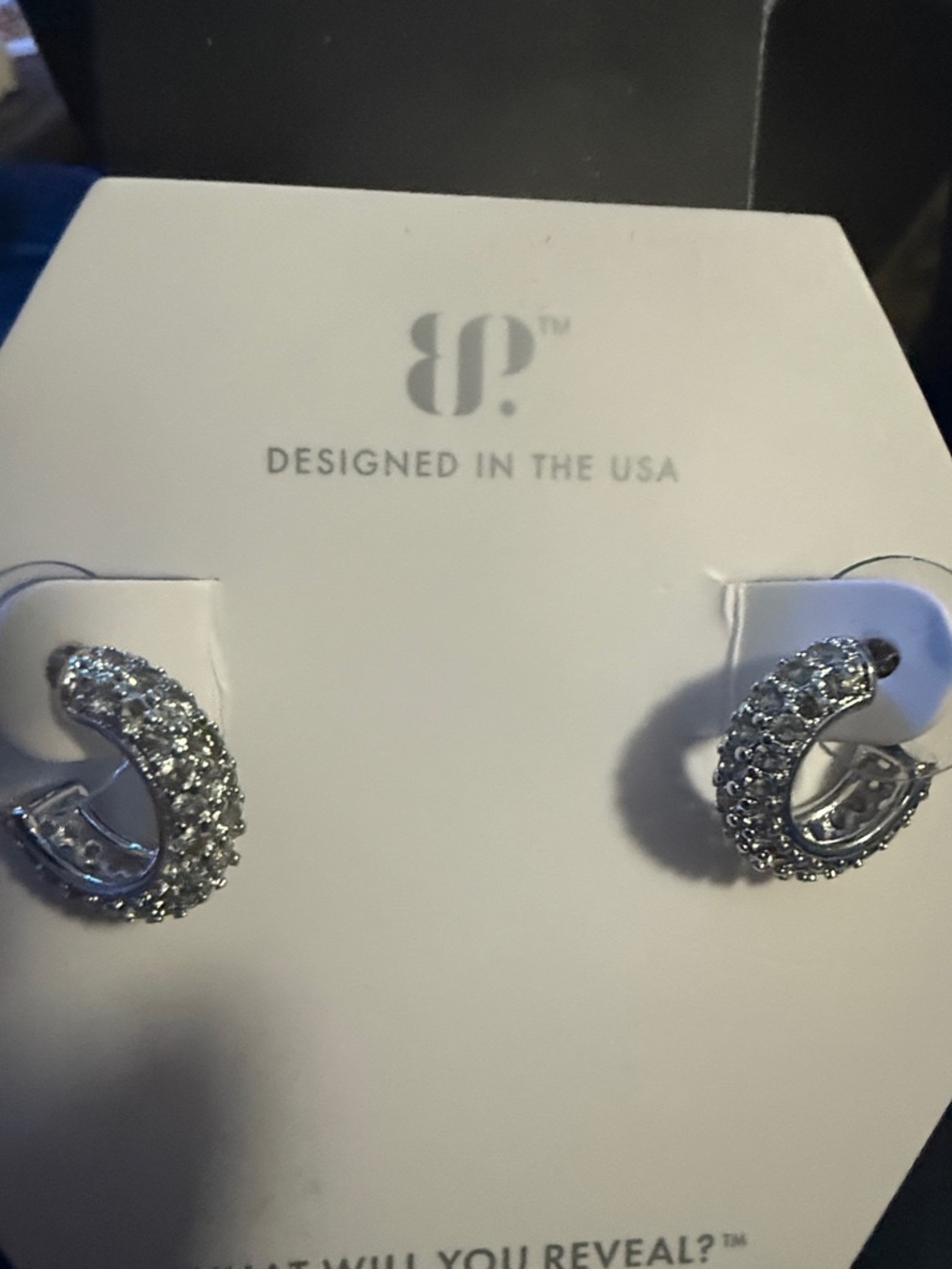 BP Sparkling rhodium plated Hoop Earrings “The Katie Hoops”